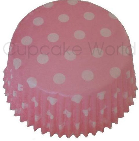 CUTE PINK POLKA DOTS PAPER MUFFIN / CUPCAKE CASES X 50 - Click Image to Close